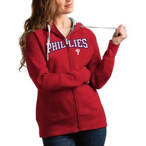 Philadelphia Phillies Antigua Women's Team Logo Victory Full-Zip Hoodie - RED